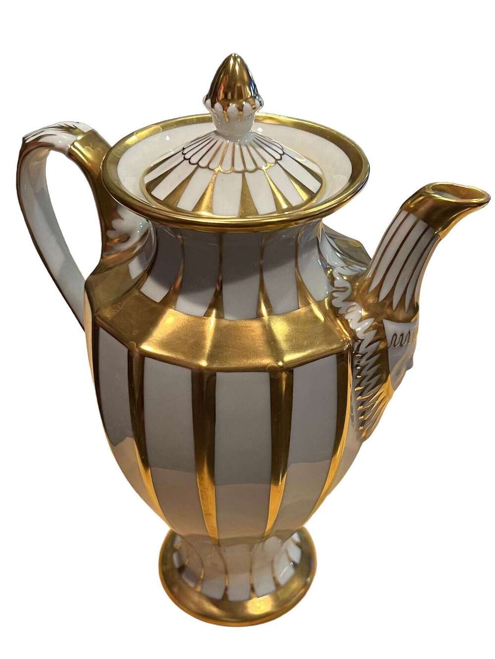 Regal German Forstenberg Grecque Athena Heavy Gold Gild Porcelain Coffee Pot